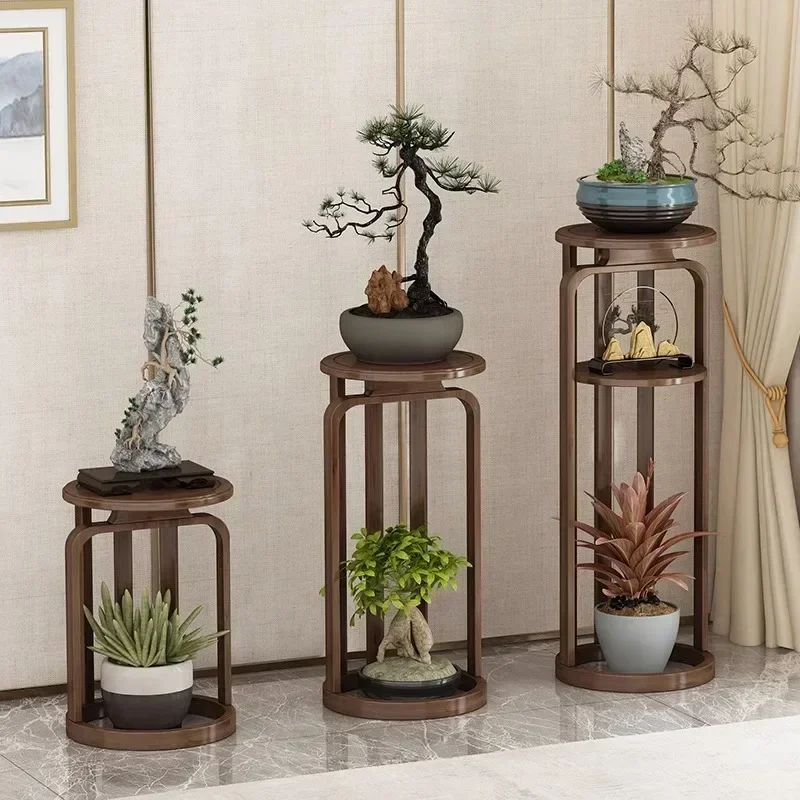 Chinese-style Flower Stand Bamboo Plant Shelf Vintage Floor Ornaments Indoor Room Bonsai Traditional Plant Classic Bamboo Rack