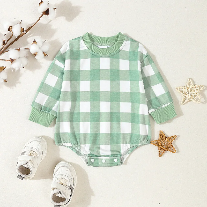 Neonate ragazzi felpe pagliaccetti Plaid manica lunga bambino autunno tute tute