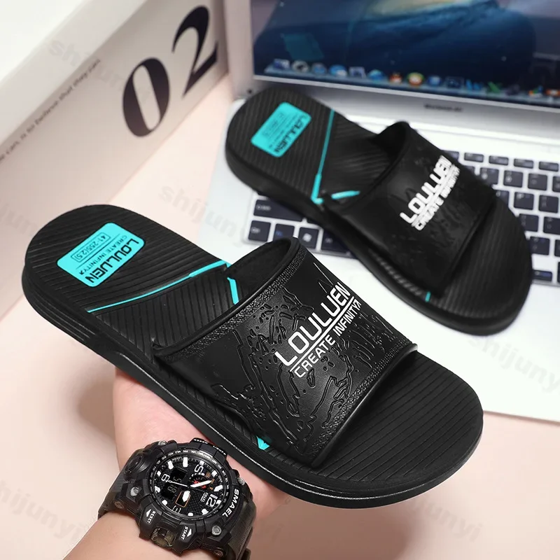 

Мужские тапочки, лето 2024, уличные пляжные сандалии, домашние удобные нескользящие шлепанцы, шлепанцы, мужские тапочки для ванной, домашняя обувь