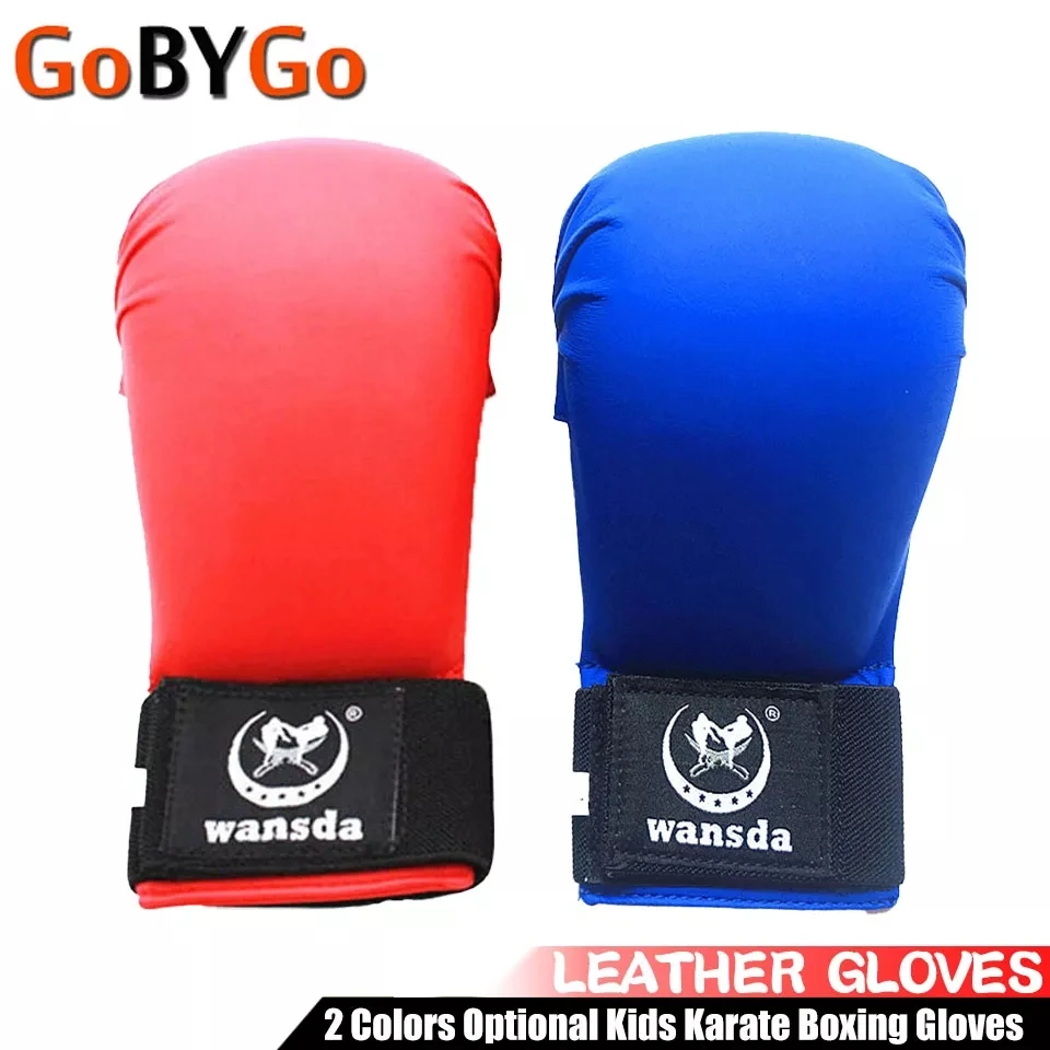 High Quality Leather Half Finger Women Men Children Karate Boxing Gloves 2 Colors Optional