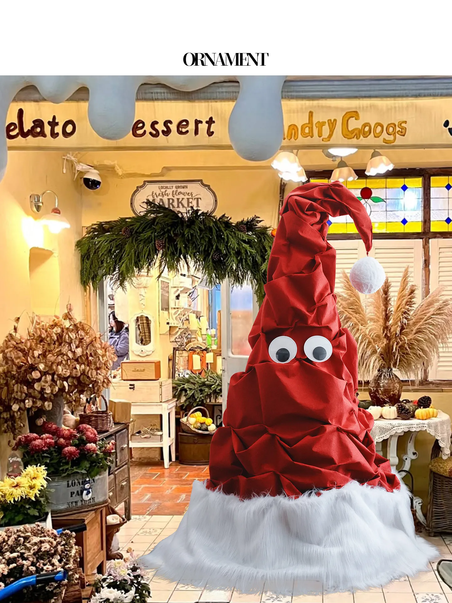 Christmas Hat Bowknot DIY Photo Props Door Atmosphere Scene Layout Festive Decoration