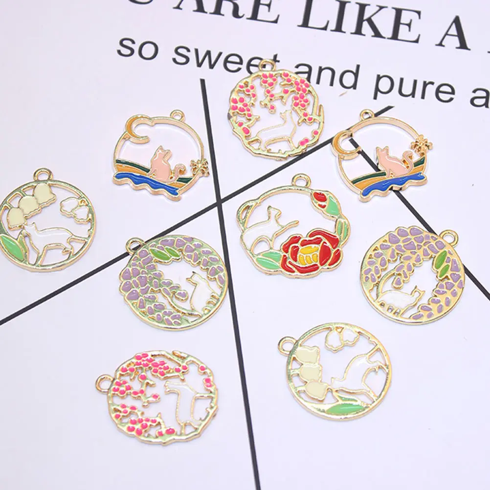 

25pcs Alloy Oil Drop Pendant Necklace DIY Metal Charm Semi Finished Jewelry Accessories Making Bright Color Princess