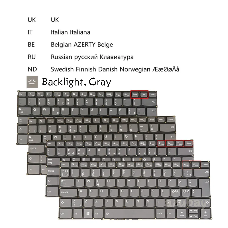 Keyboard For Lenovo Ideapad FLEX-14API FLEX-14IML FLEX-14IWL S530-13IML S530-13IWL S740-14IIL Belgian Italian Nordic Russian UK