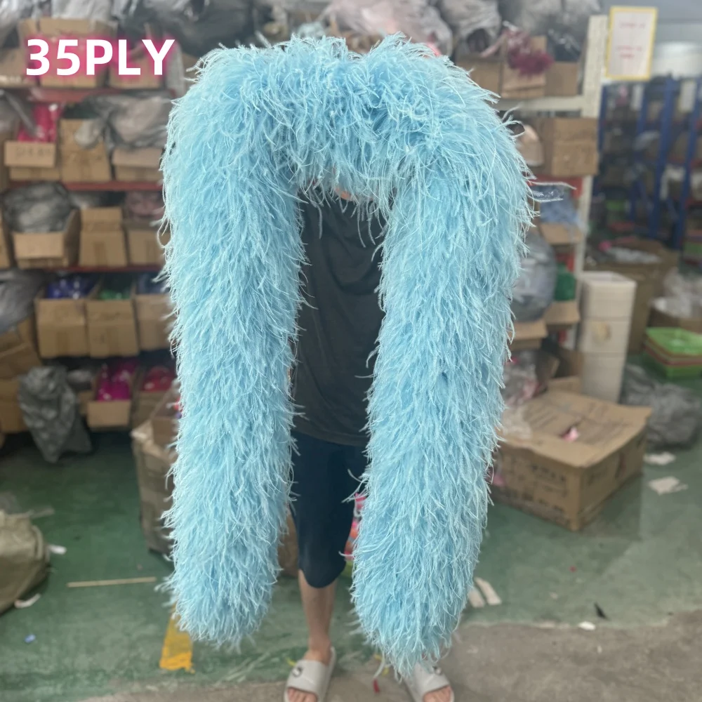 6 To 35Ply Fluffy Boa Natural Ostrich feathers boa Shawl 2 Meter Trims Decoration Scarf for Party Clothing Sewing Accessory DIY