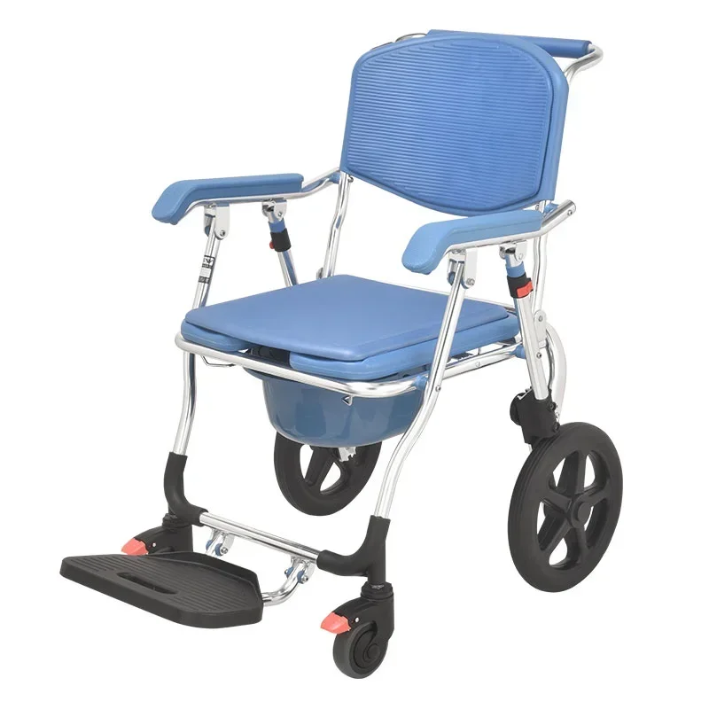 Durable Shower Chair with Pulleys, Non-Slip Folding Bathing Aid, Elderly Indoor Mobility, Wheeled Bath Seat - Easy Movement