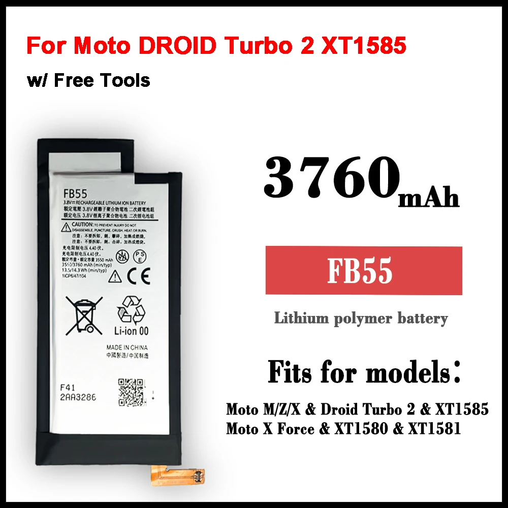 

New 3550mAh FB55 Battery For Motorola Moto DROID Turbo 2 XT1585 XT1581 XT1580 Moto X Force Phone+Track Code