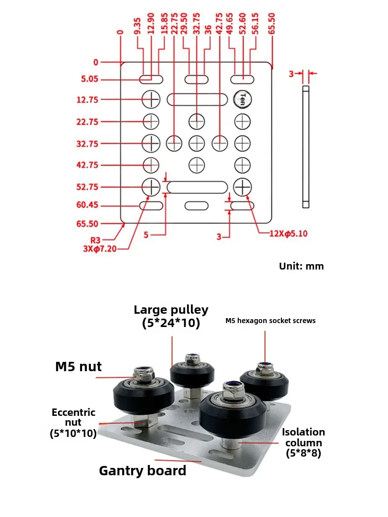 3D-Druckerteile 2020 V-Openbuildd Wheels V Gantry Plat Set Spezielle Gleitplattenrolle für 2020/2040 V-Nut-Aluminiumprofile – Detail 1