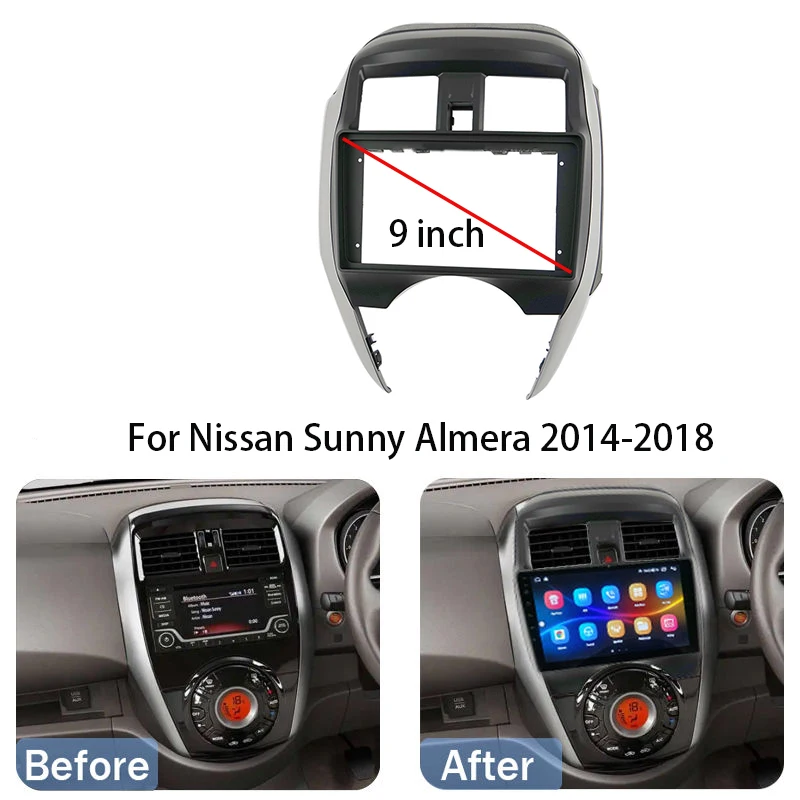 

9-дюймовый автомобильный радиоприемник для Nissan Sunny/ Almera 2014-2018, стерео Android MP5-плеер, 2 Din, лицевая панель, рамка, крышка приборной панели