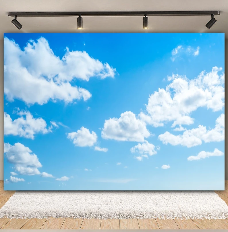 Blue Sky White Clouds Scenery Backdrop for Photography Natural Landscape Kids Baby Shower Birthday Party Background Photo Studio