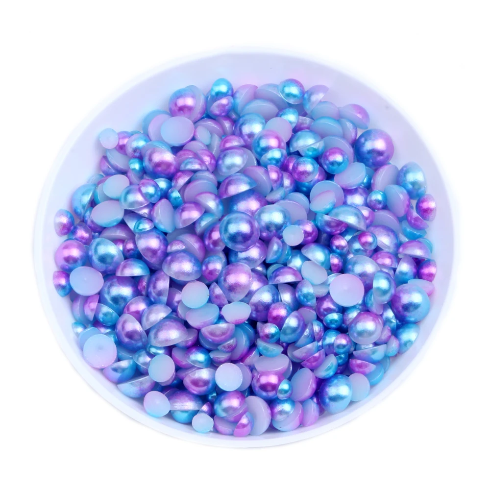 Mixed 3456mm 500pcs RainBow Color Half Round Pearls Flatback Imitation Craft DIY Wedding Dresses DIY Nail Decorations