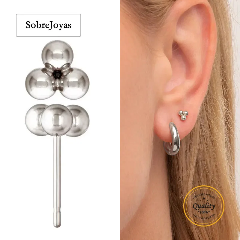 

925 Sterling Silver 3MM Ball Stud Earrings Women's Silver Jewelry Ball Pendientes Brincos