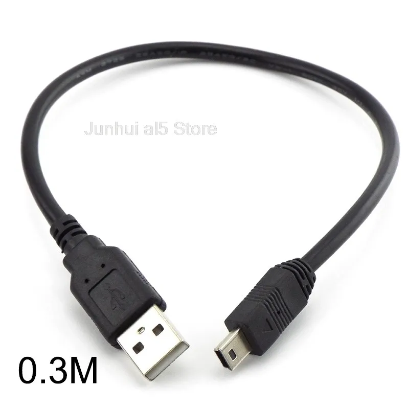 T-port 5pin Mini USB Data Charging Cable 0.3M 0.5M 1.5M 3M 5M USB 2.0 Fast Charger For MP3 MP4 Player Car DVR Digital Camera B5