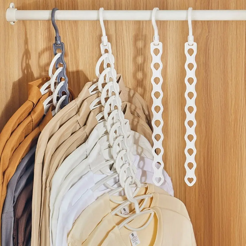 Plastic Multi-port Clothes Hanger White/Grey Foldable Clothes Drying Rack Space Saving 10-hole Closet Organizer for Home