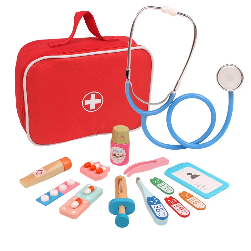 Jouets de docteur en bois pour enfants, simulation médicale, coffret de médecine pour enfants