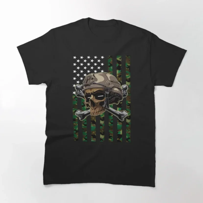 

Camouflage USA Flag Skull Soldier T-Shirt 100% Cotton O-Neck Summer Short Sleeve Casual Mens T-shirt Size S-3XL