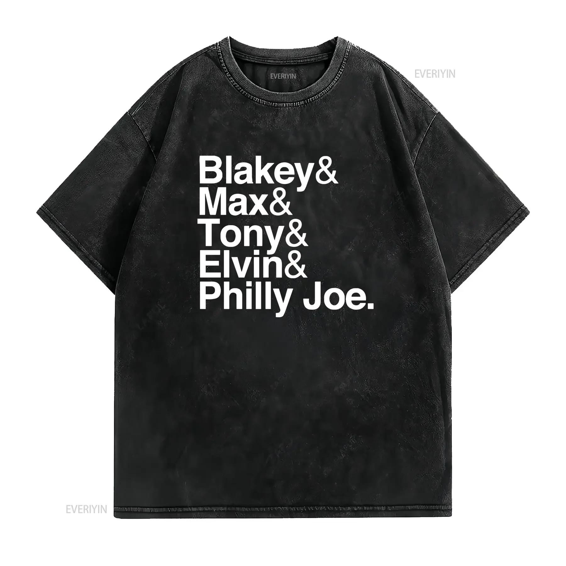 Jazz Drummer T Shirt Art Blakey Max Roach Elvin Jones Tony Williams Philly Joe vintage Washed Casual homme Comfortable Unisex