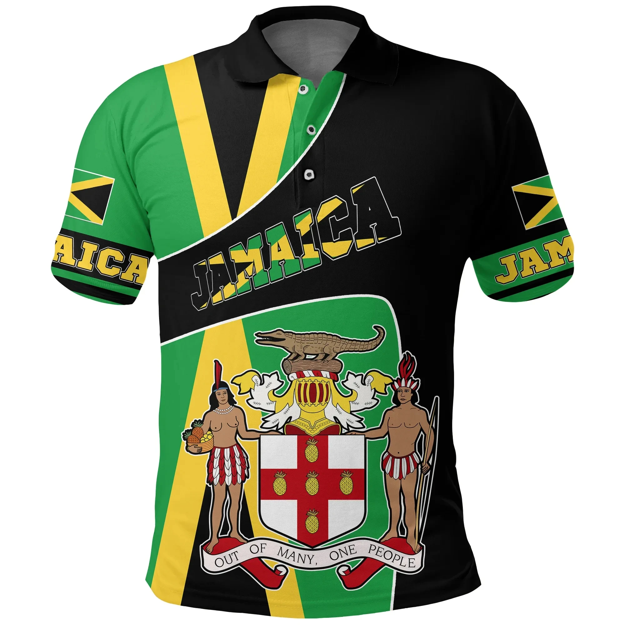 

Рубашка-поло мужская с 3D-принтом, модная рубашка-поло с национальным гербом, уличная одежда с коротким рукавом, флаг Ямайки