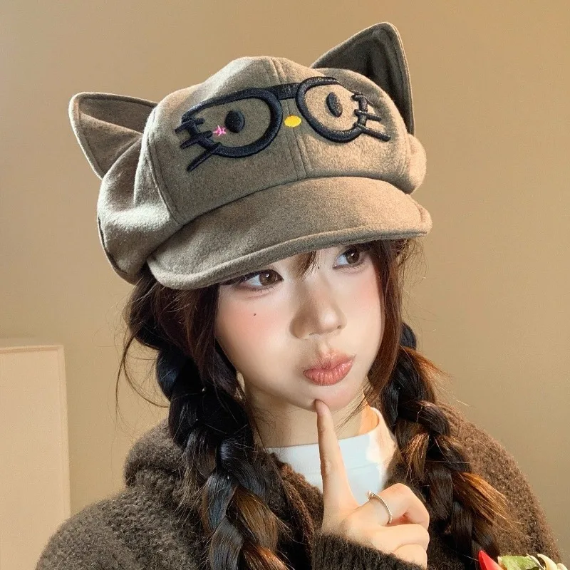 

Kawaii Hello Kitty Sanrio Student Cute Cartoon Comfortable Warm Hat Windproof Outdoor Hat Hair Decoration Birthday Gift for Kids
