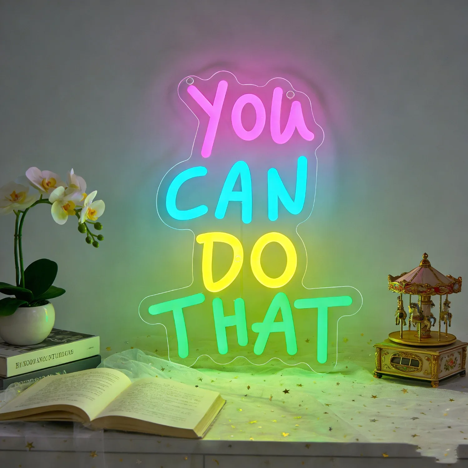 

YOU CAN DO THAT LED Neon Sign Colorful Glow Inspirational Wall Art for Bedroom Home Office Decor Motivational Gift
