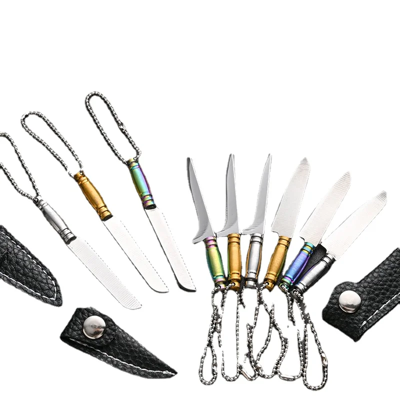 Acrylic Handle Mini Saw Outdoor Camping Unboxing EDC Knife Pocket Portable Stainless Steel Keychain Fixed Blade Knife For Men