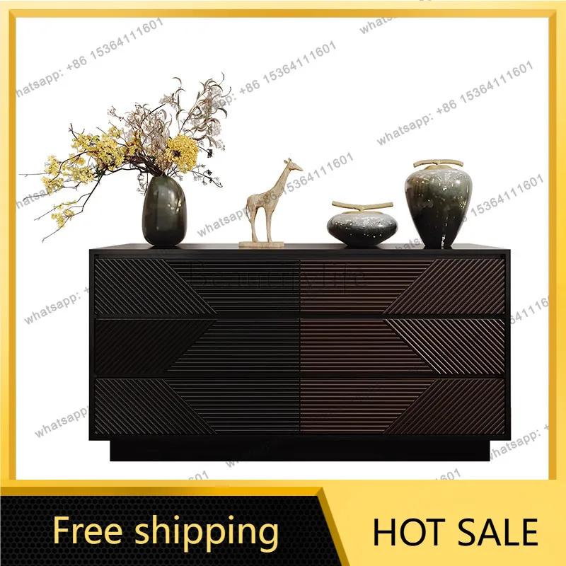FG antique style living room locker geometric texture modern minimalist style porch cabinet