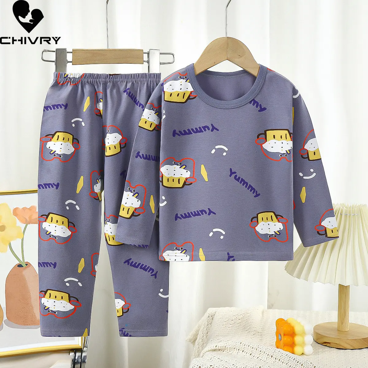 Pyjama à manches longues pour enfants, garçons et filles, ensemble de vêtements mignons avec dessin animé, T-Shirt et pantalon, automne 2023