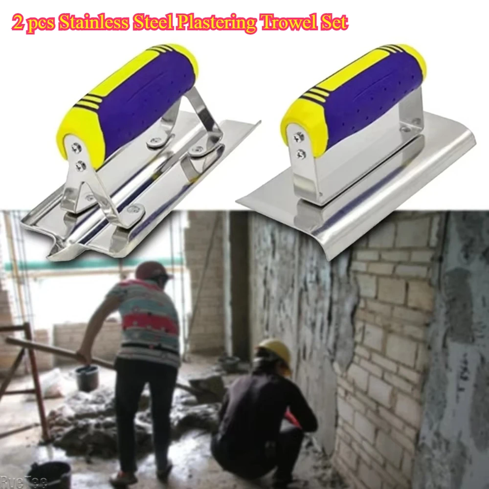 Conjunto de 2 Espátulas de Aço Inoxidável para Gesso - Desempenadeira para Piso e Raspador de Concreto para Cantos e Bordas Afiadas