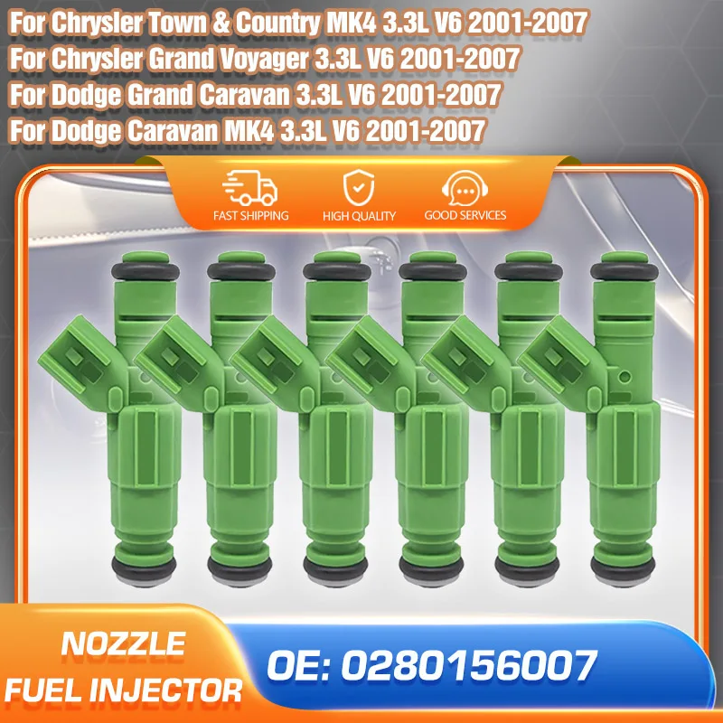 

Car Fuel Injector Nozzle For Dodge Grand Caravan/Caravan/Chrysler Town & Country/Grand Voyager 2001-2007 Replacement 0280156007