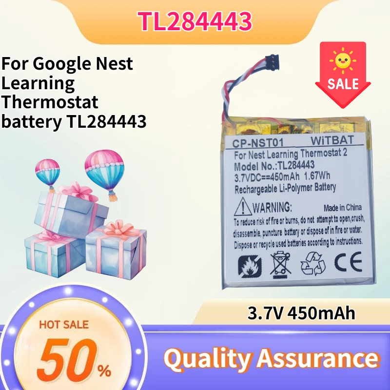 

3.7V 450mAh Compatible with Google Nest Learning Thermostat battery TL284443 GB-S10-284449-0100