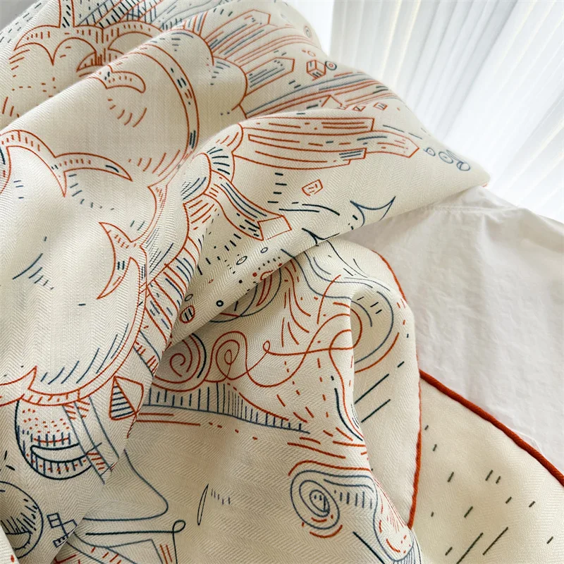 وشاح مربع من الصوف الحريري متغاير الجوانب للخريف والشتاء وشاح مخملي دافئ شال نسائي