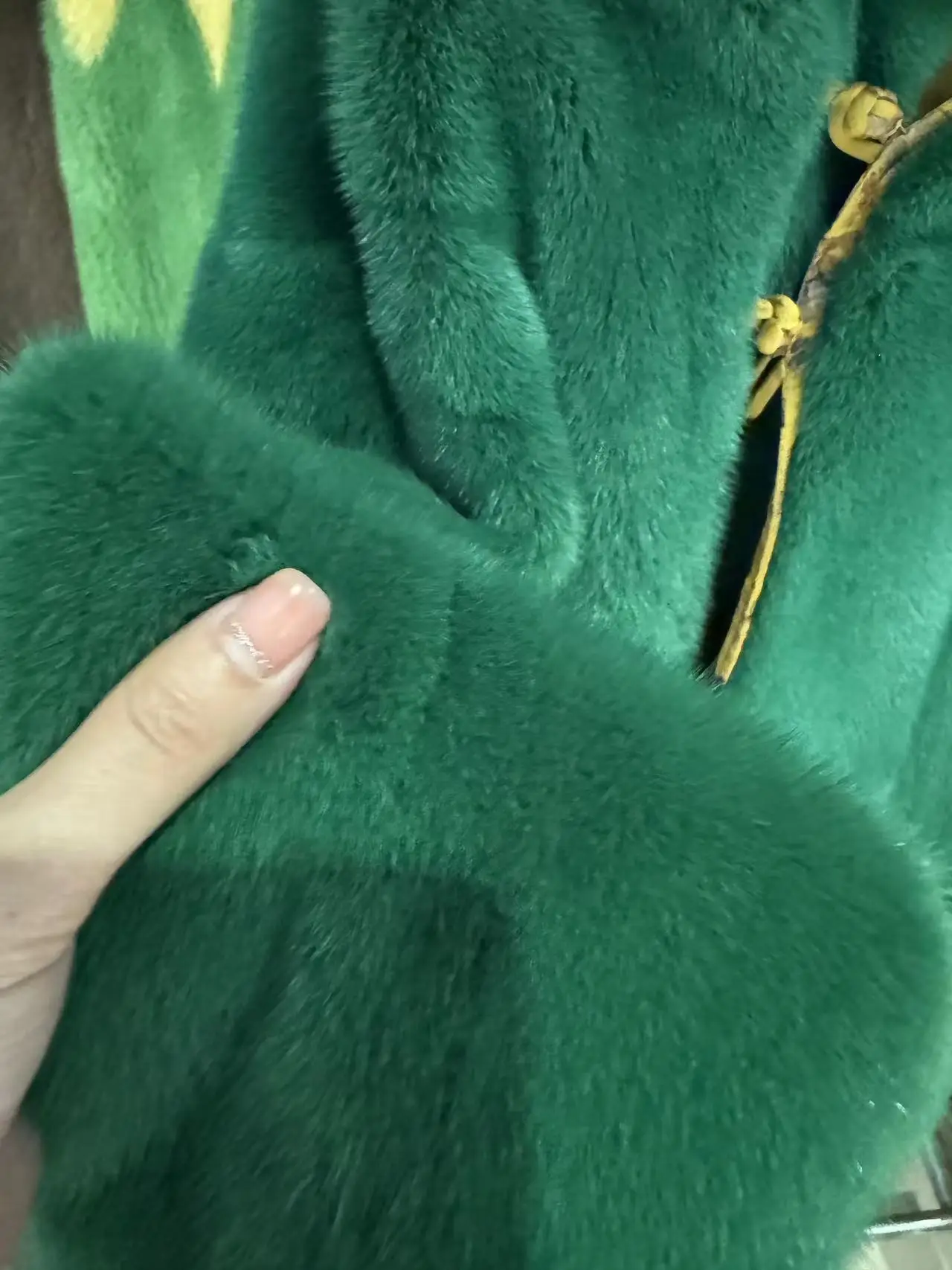 2024 NEW fashion real natural mink fur coat women middle length green color fur coat