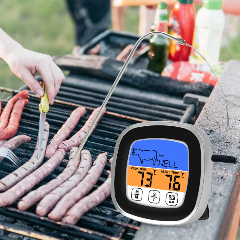 

Digital Kitchen Thermometer with Probe Touch Screen Meat BBQ Food Temperature Tool Steak Cooking Timer Baking Grill Thermometer