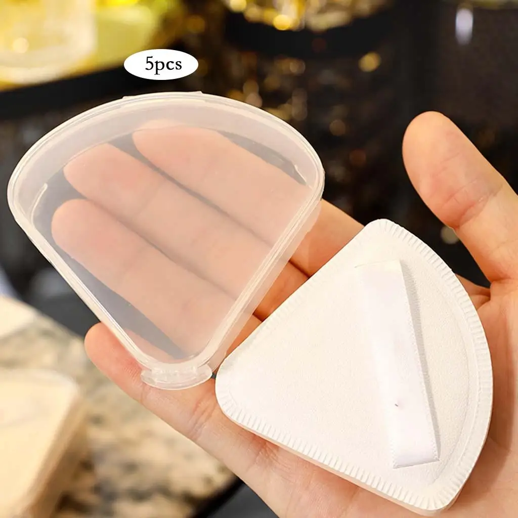 Triangle Puff Box Case Protective Dustproof Compact Transparent 5 Pieces Makeup