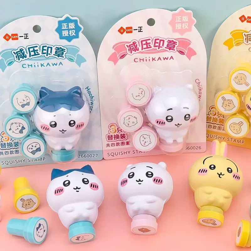 Iigen Chiikawa Cute Cartoon Replaceable Stamp Hand Account Seal Portable Diy Scrapbook Decor Stamp For Students Art Craft