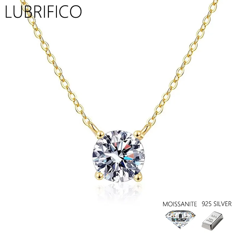 

1.0-5.0 Ct Moissanite Four-claw Shape Necklace 925 Sterling Silver Lab Diamond Pendant Women Gifts Wedding Fine Jewelry