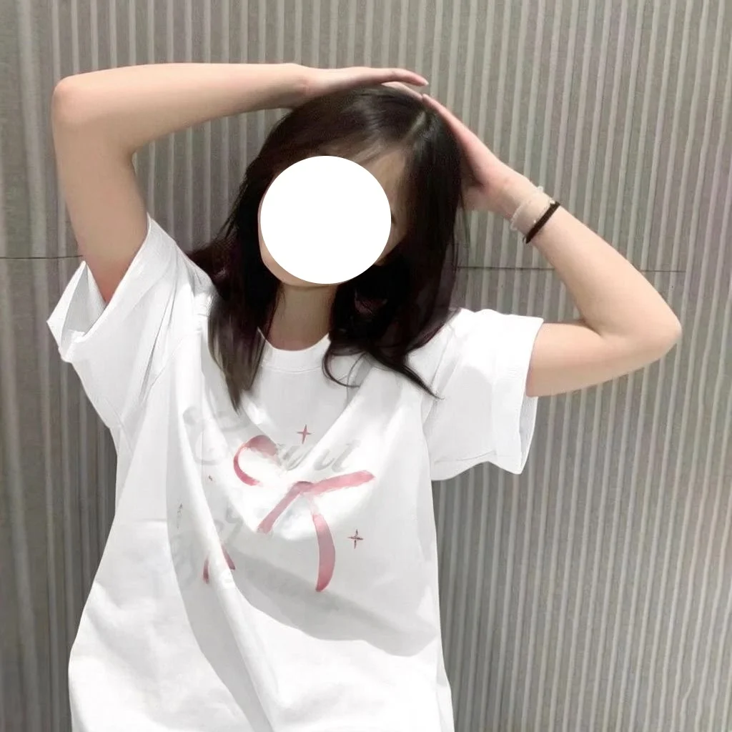 Summer Loose Casual Women's Short Sleeve T-shirt  Knot Print Comfortable Breathable Korean Style Commute Fashion