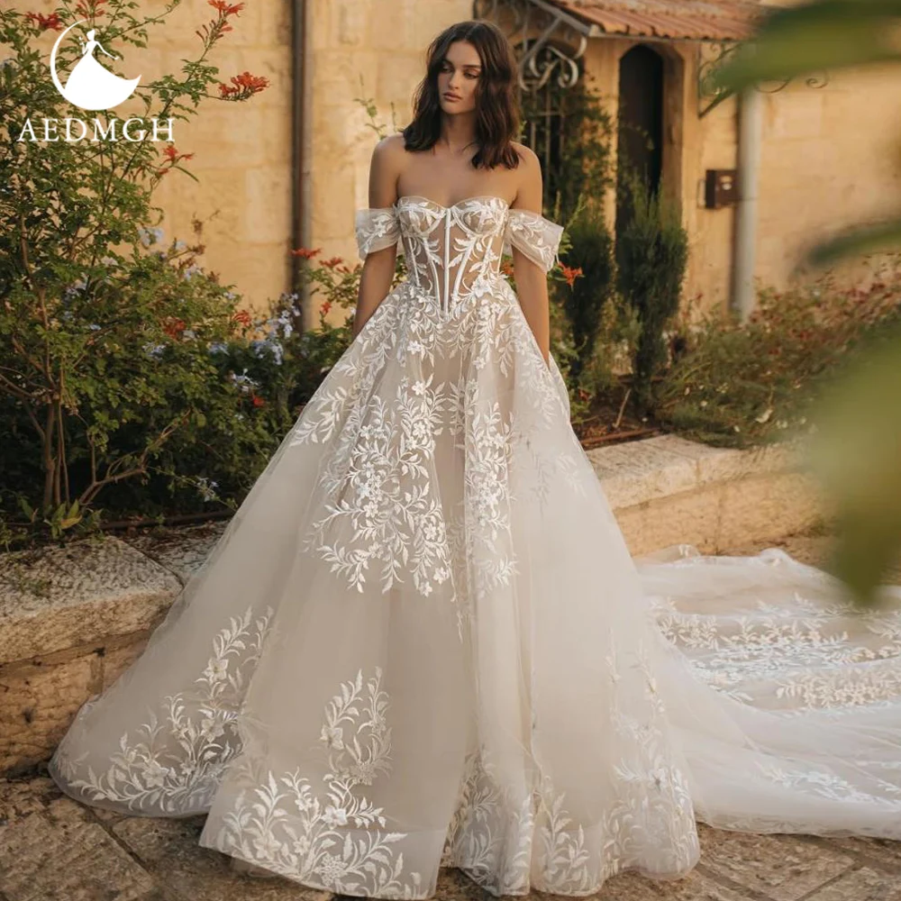 Aedmgh A-Line Vintage Wedding Dresses 2024 Sweetheart Off The Shoulder Vestido De Novia Appliques Fabulous Robe De Mariee