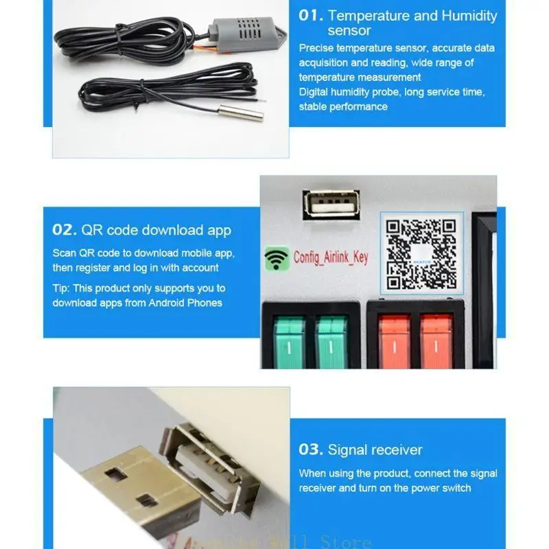 

KX4B XM-18SW Automatic Egg Incubator Controller Thermostat Hygrostat App System Control Temperature Humidity Sensors