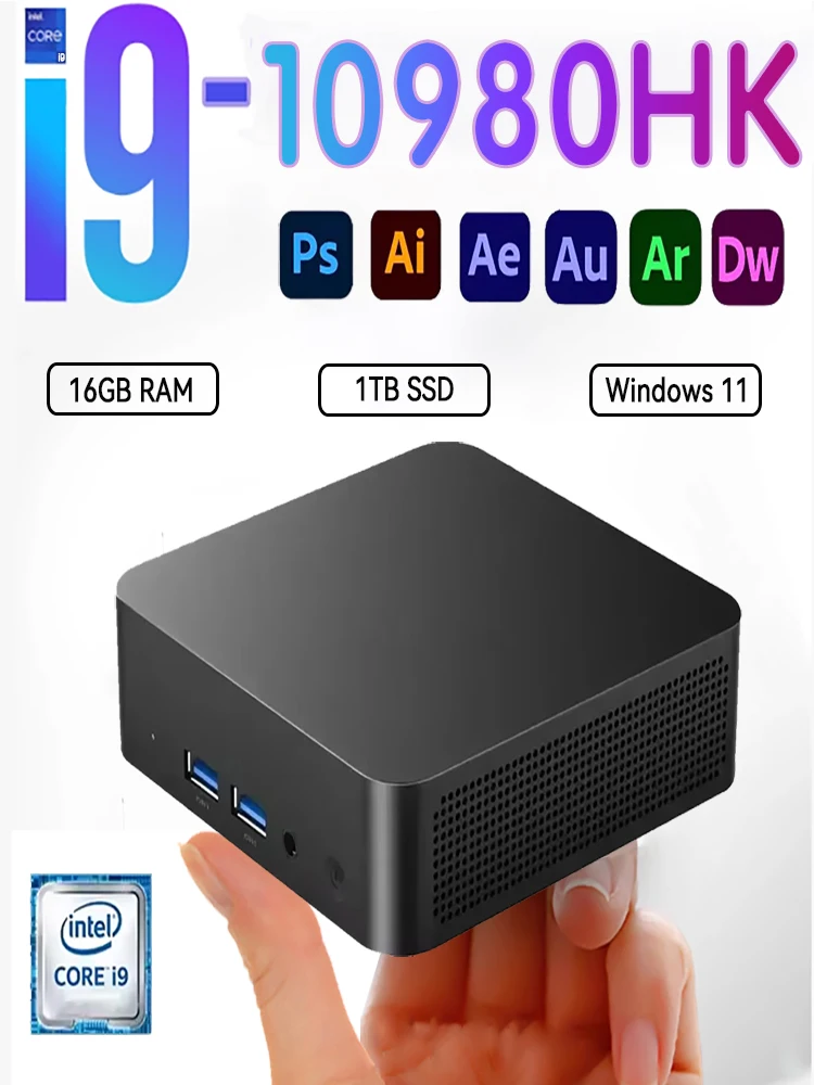2026 Mini-PC Intel Core i9 10980HK Computer Windows 11 16GB 32GB 1TB 2TB 4K Gaming-Computer WiFi6 USB Tragbarer Mini-Desktop-PC