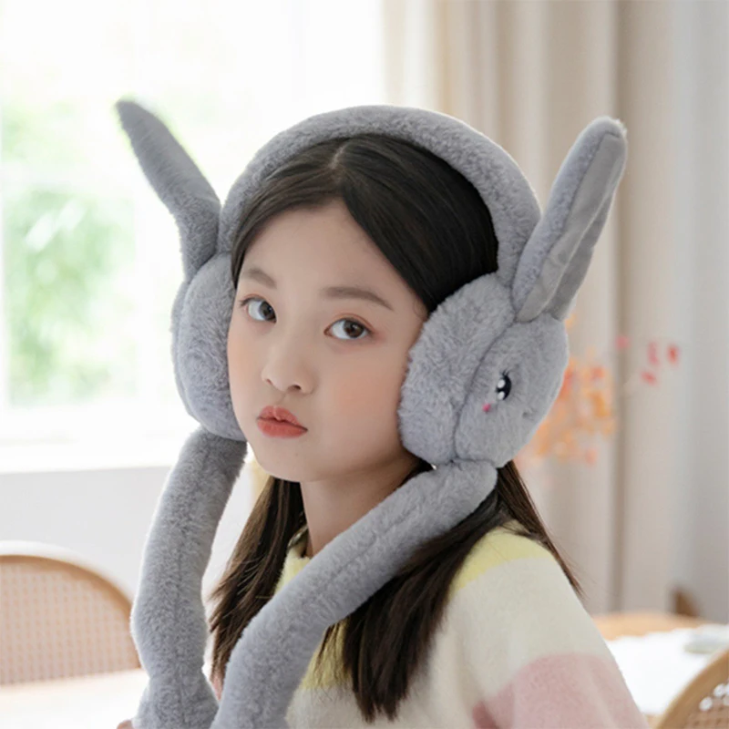 Soft Plush Cartoon Rabbit Ear Warmers Polyester Ear Covers Uses For Cold Weather Cozy Winter Ear Covers Reusable Hand Wash Care