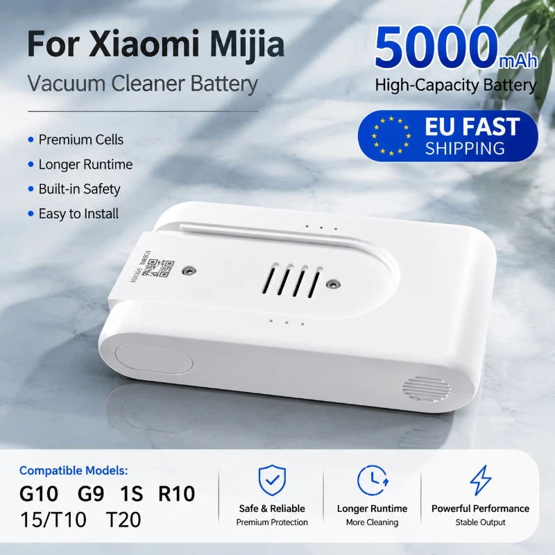 25,2V 5000mAh Hochleistungsakku für Xiaomi Mijia Dreame G9 G10 T10 R10 Staubsauger Ersatz-Li-Ionen-Akku EU-Lager Schnelle Lieferung