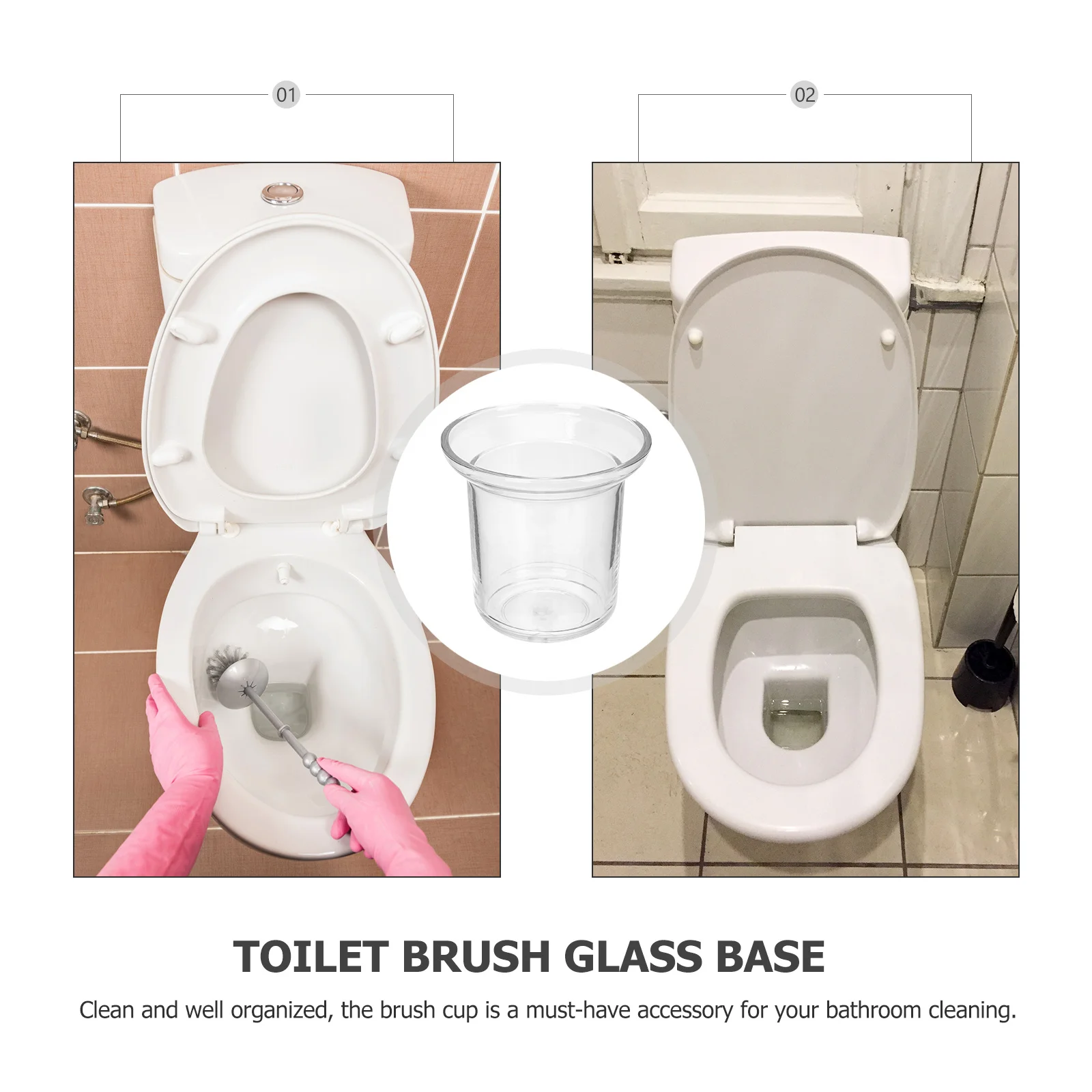 

Transparent Toilet Brush Holder Glass Cup Cleaning Brush Container Bathroom Household Organizer Plunger Holder