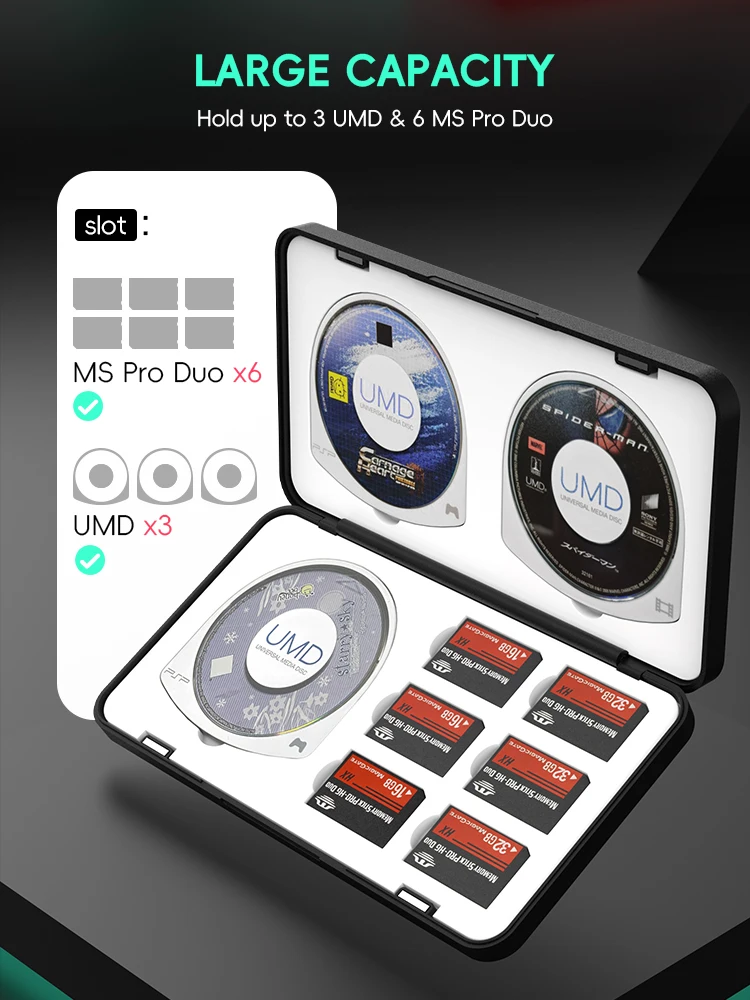 DATA FROG-funda con soporte para tarjetas de juego Retro, para PS Vita PSP 3000 2000 1000 SD M2 MS Pro Duo, almacenamiento protector de viaje