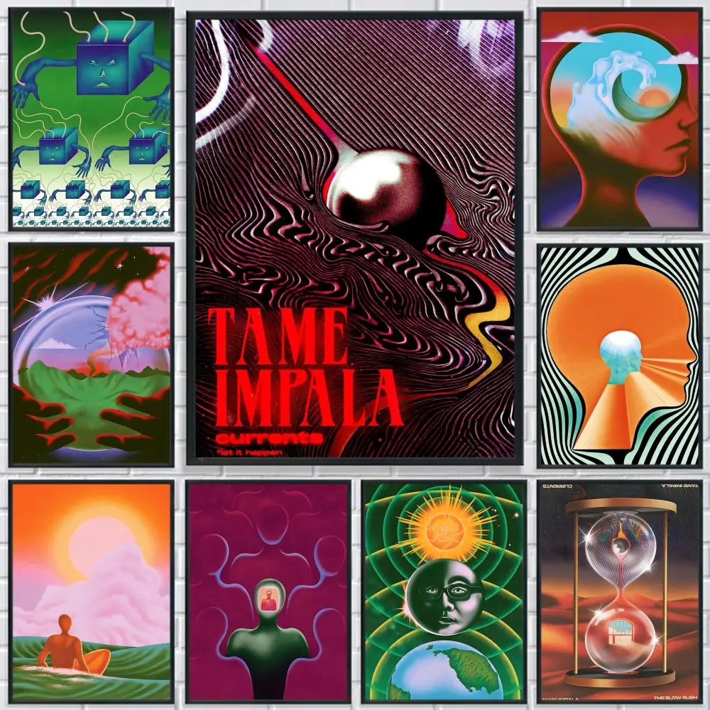 

Psychedelic Music Band T-Tame I-Impala Poster HD Print Personalized Canvas Wall Mural Art Photos for Living Room Home Decor