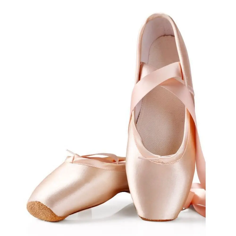 Gymnastics Satin Girls' Ballet Shoes Soft Sole Pointy Pointe Shoes Champagne Professional Princess Shoes Gymnastics