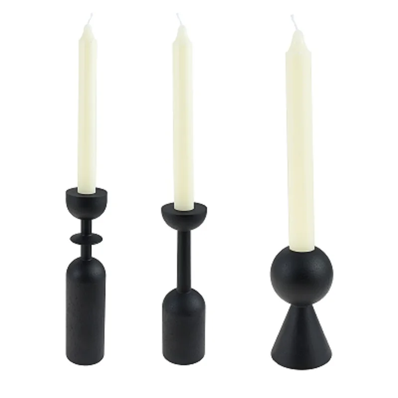 1PC Black Wooden Candle Holder Candlesticks Stand for Birthday Bedroom Wedding Fireplace Christmas Home Decoration 10/18/22cm