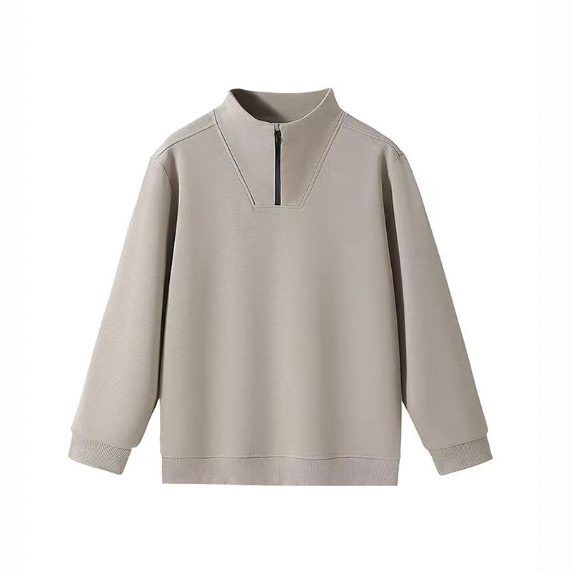 เสื้อฮู้ดดี้ผู้ชายแบบซิปครึ่งตัว คอตั้ง แขนยาว สีพื้น สไตล์ลำลอง สำหรับฤดูใบไม้ร่วง รุ่นใหม่