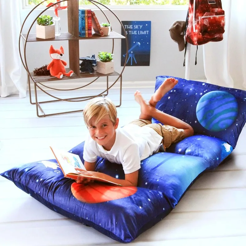 

Floor Pillow Case, Mattress Bed Lounger Cover, Galaxy Blue, King, Cozy Seating Solution for Kids & Adults, Recliner Cushion