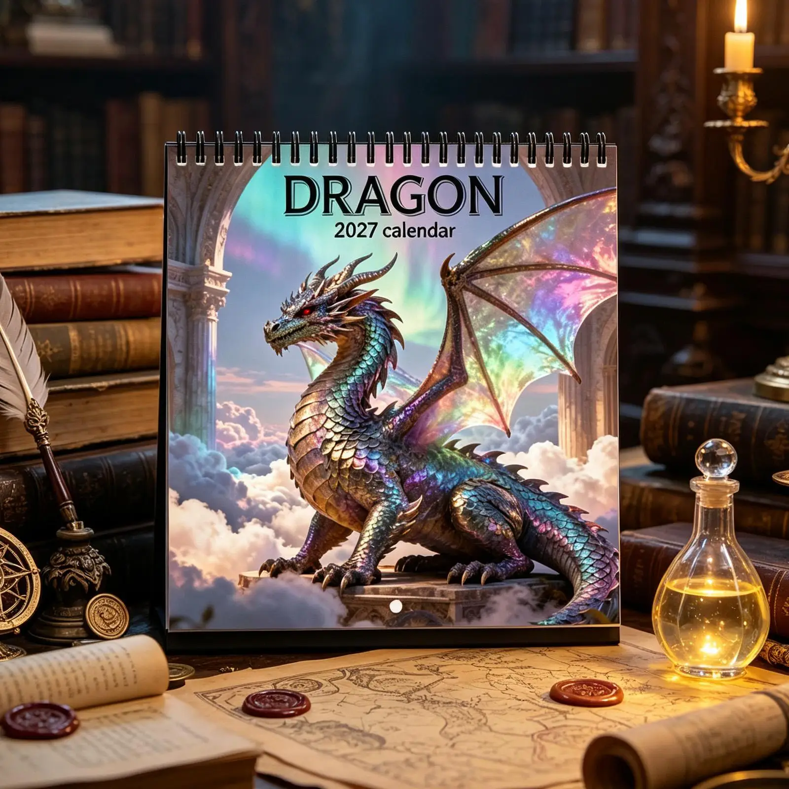 2027 Wall Calendar 12-Month Spiral Bound Schedule Organizer 2027 Dragon Wall Calendar For Home Apartment School Study Work Game