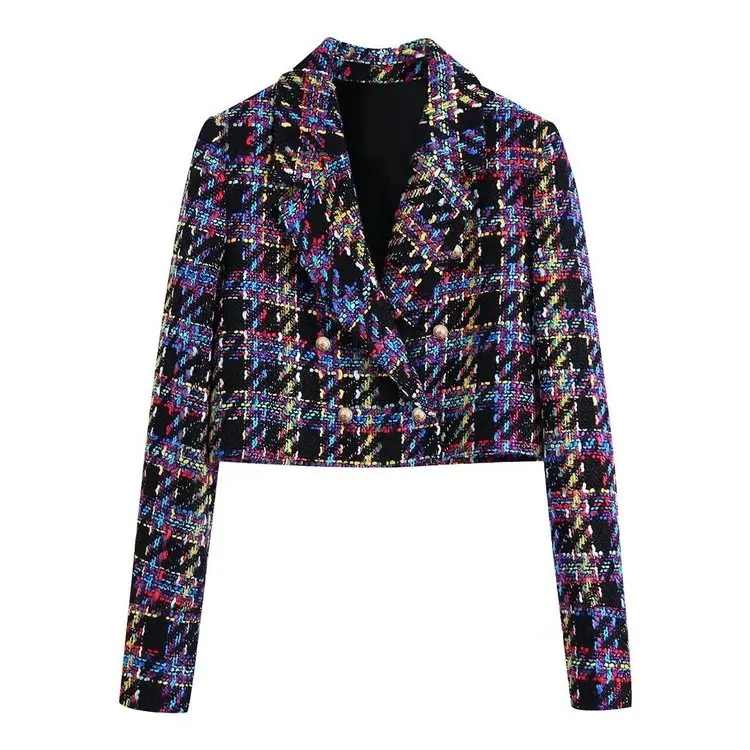 Tweed Blazers Suit Outerwear Spring Coats Long Sleeve Tops Fashion Jackets Tailored Women Coat Multicolor Cropped Clothing